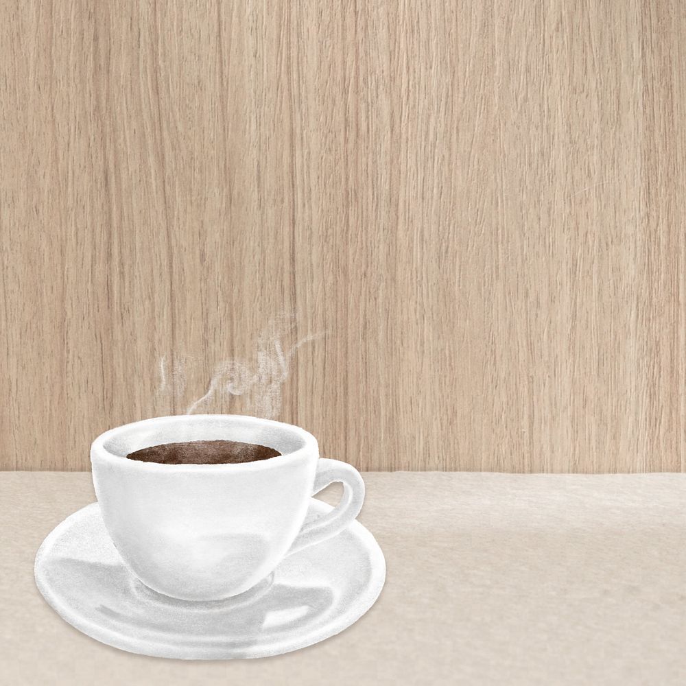 Coffee aesthetic background, wooden texture, editable design