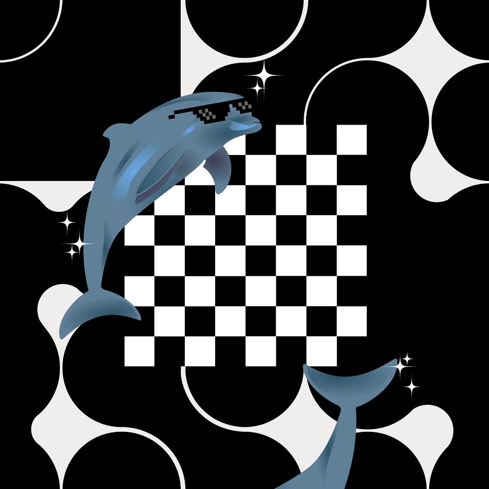 Checkered pattern background, swag dolphin remix