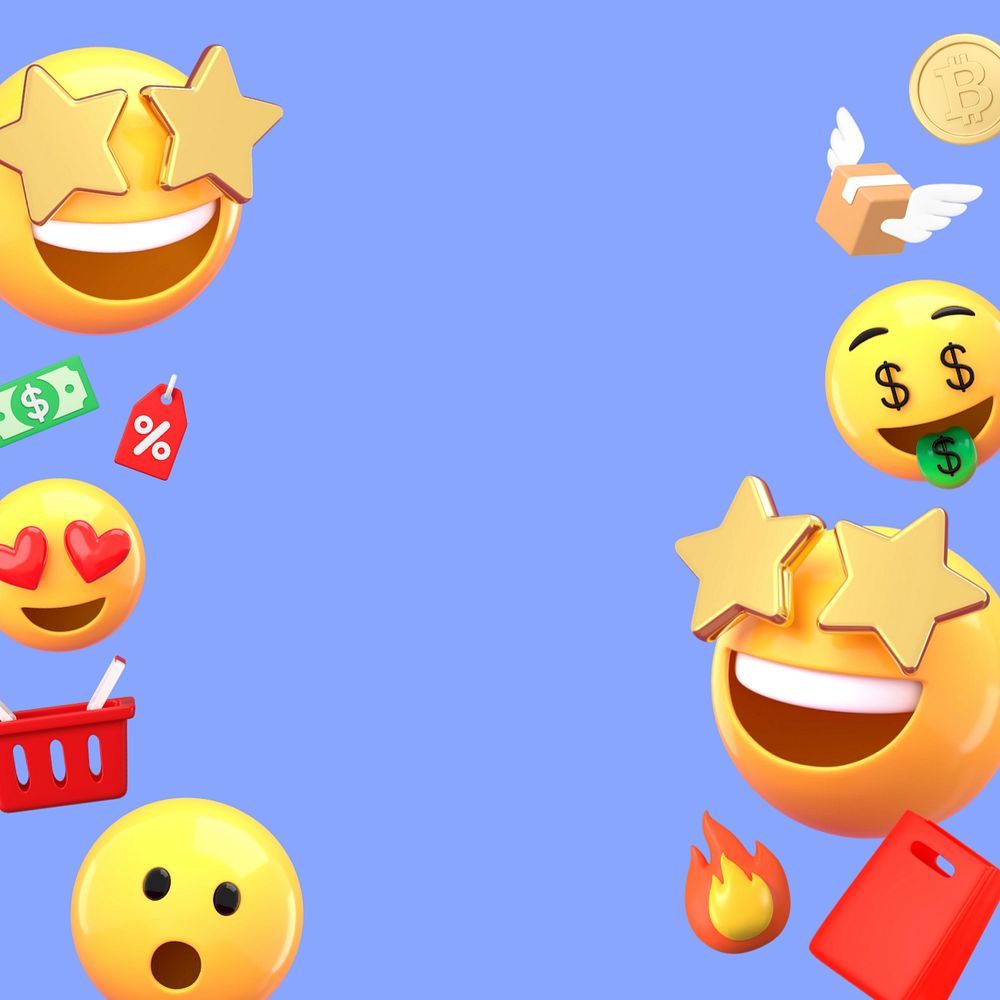 Shopaholic emoticons background, shopping design