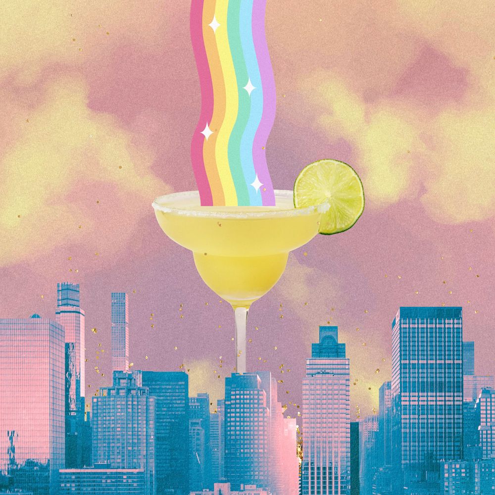 Aesthetic colorful cocktail background, rainbow design