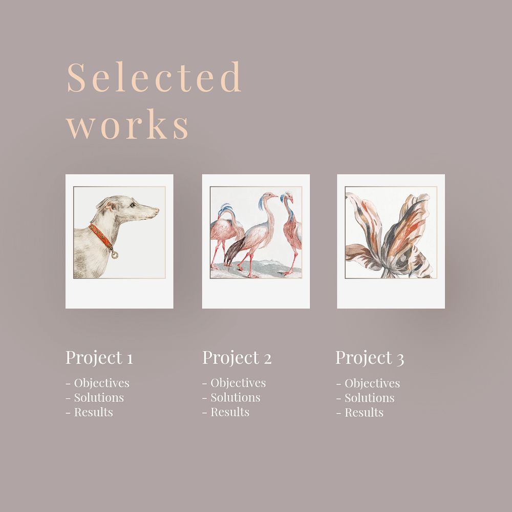 Selected works Instagram post template, editable design