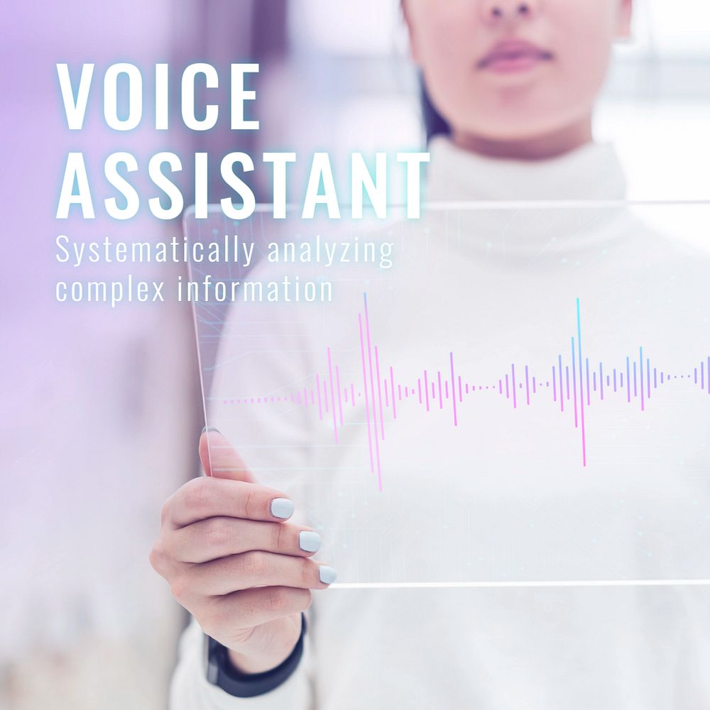 Voice technology Instagram post template, editable virtual assistant design