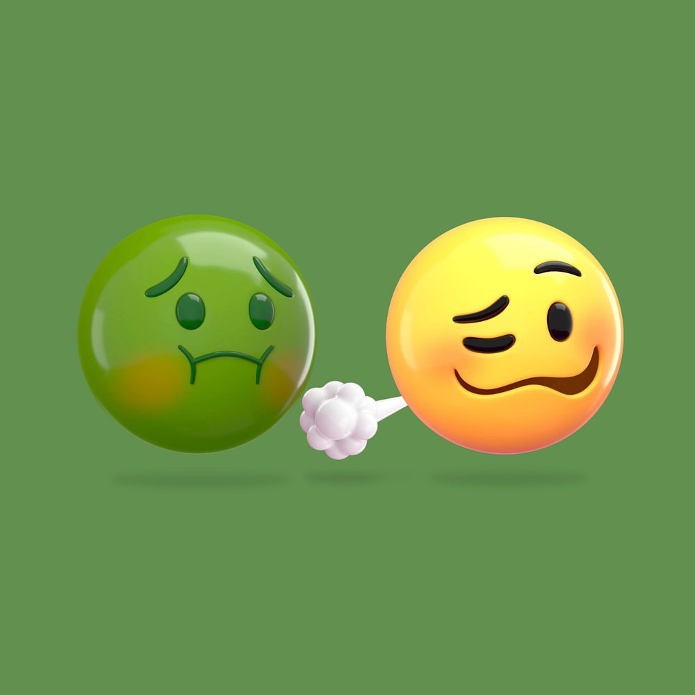 Farting emoticon 3D , editable design