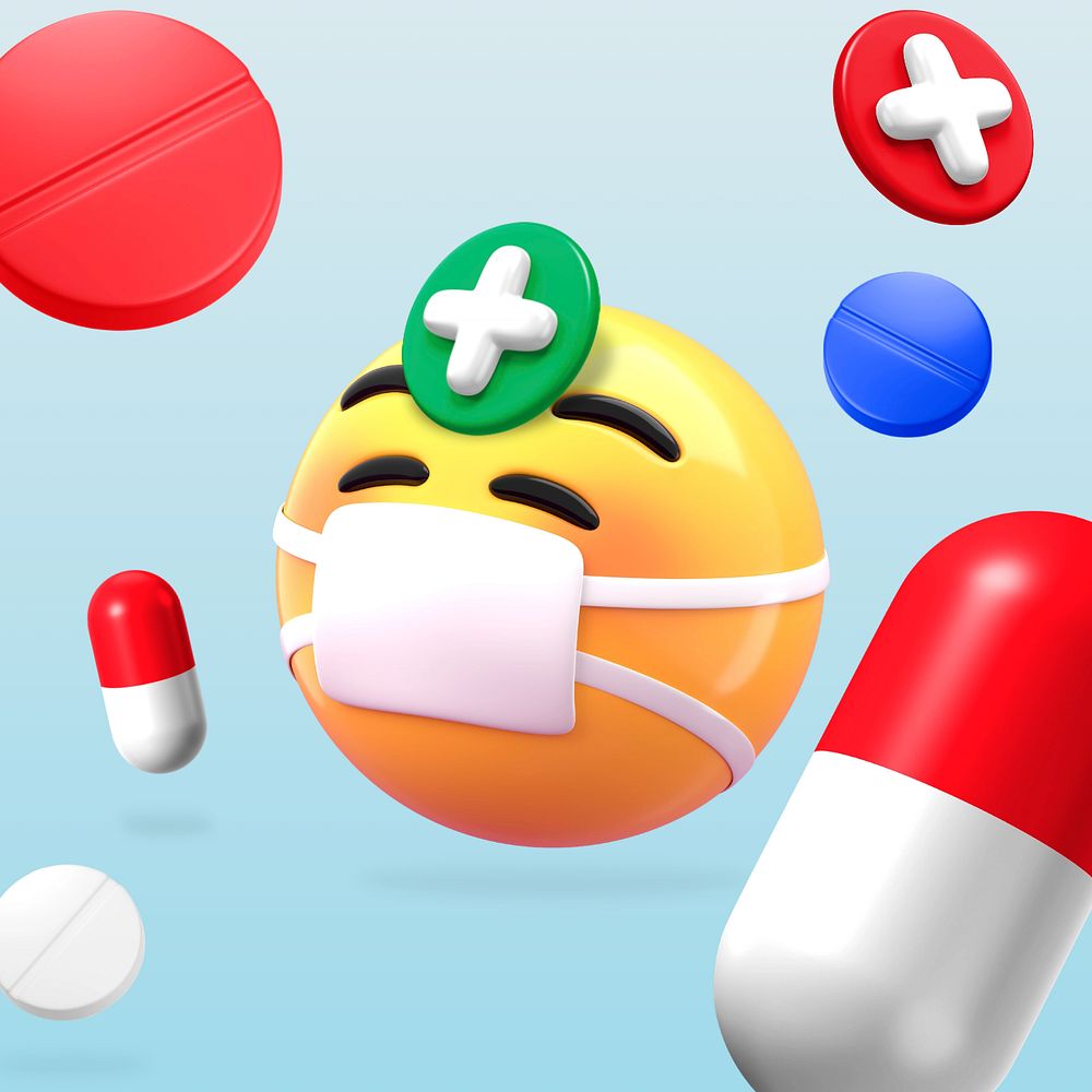 3D doctor emoticon, editable health illustration