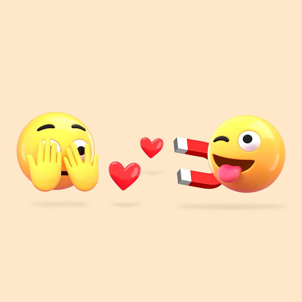 Flirty emoticons, 3D rendering design