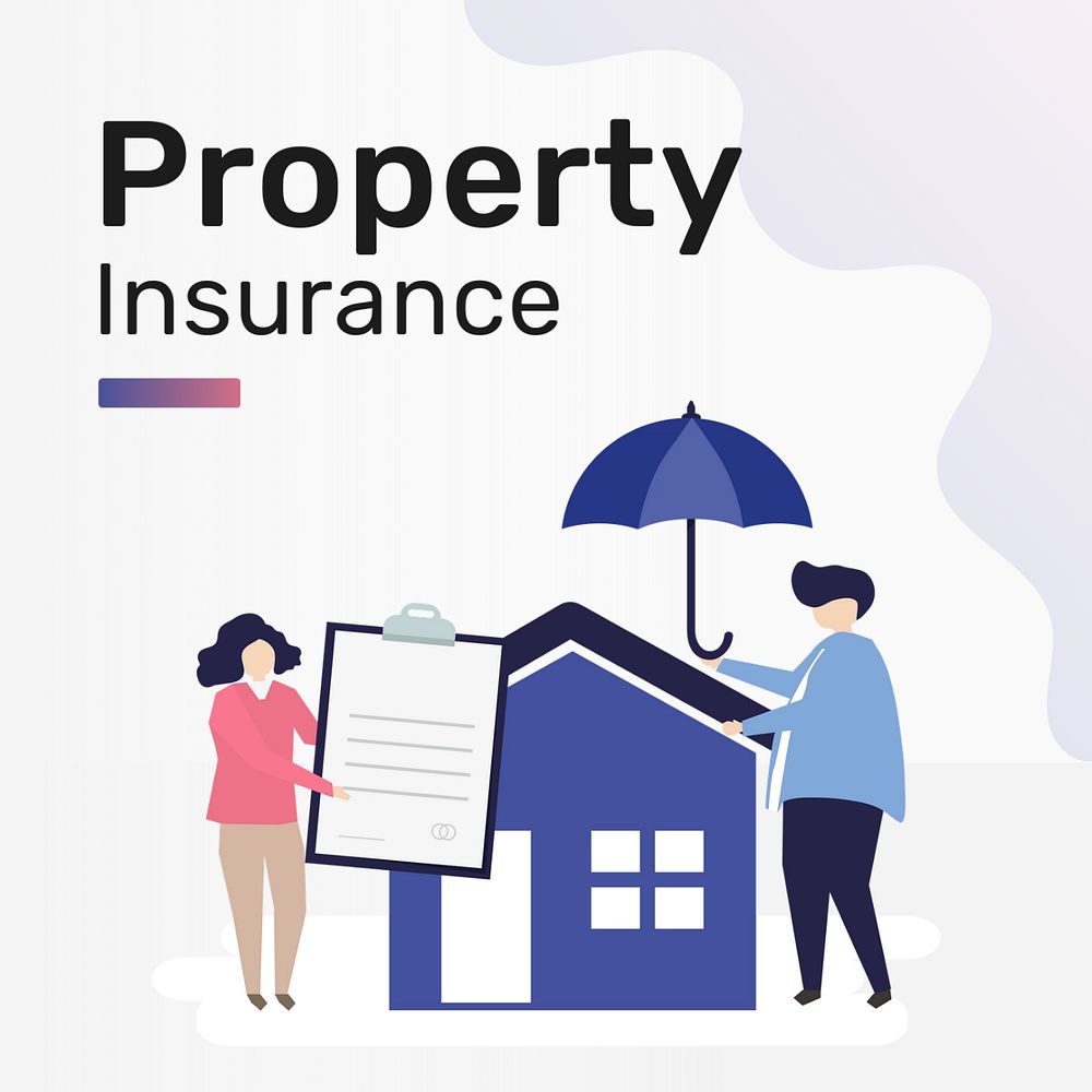 Property insurance Instagram post template, editable flat graphic ad