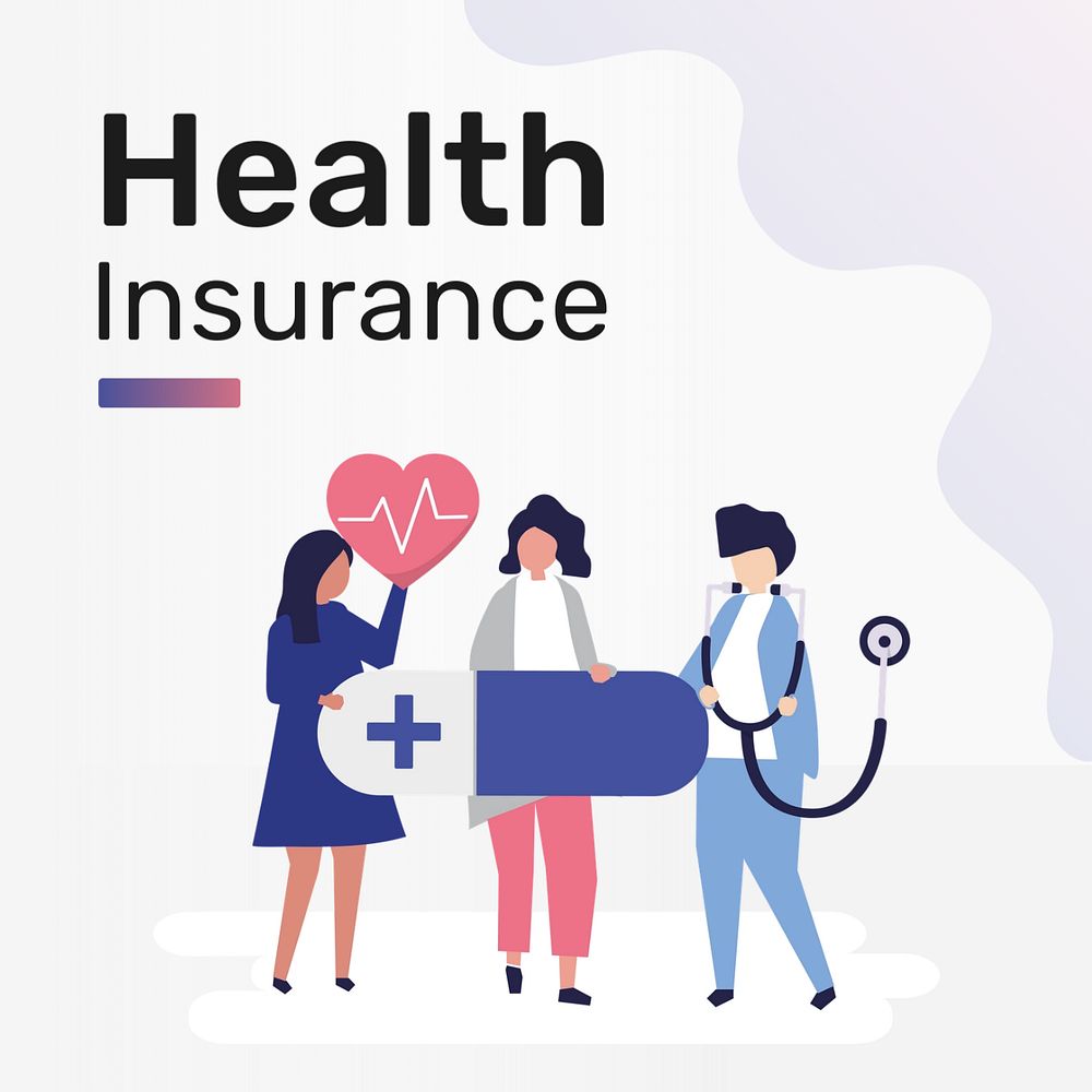 Health insurance Instagram post template, editable flat graphic ad