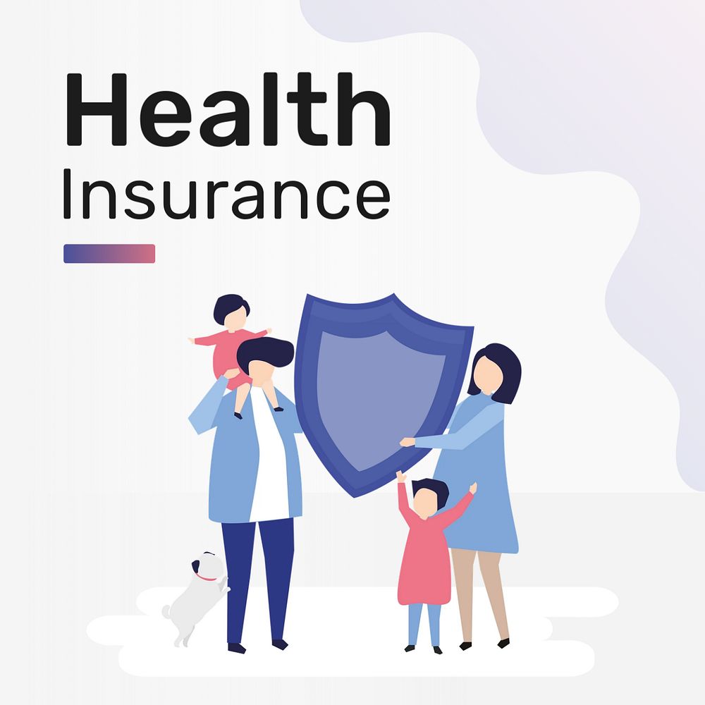 Health insurance Instagram post template, editable flat graphic ad