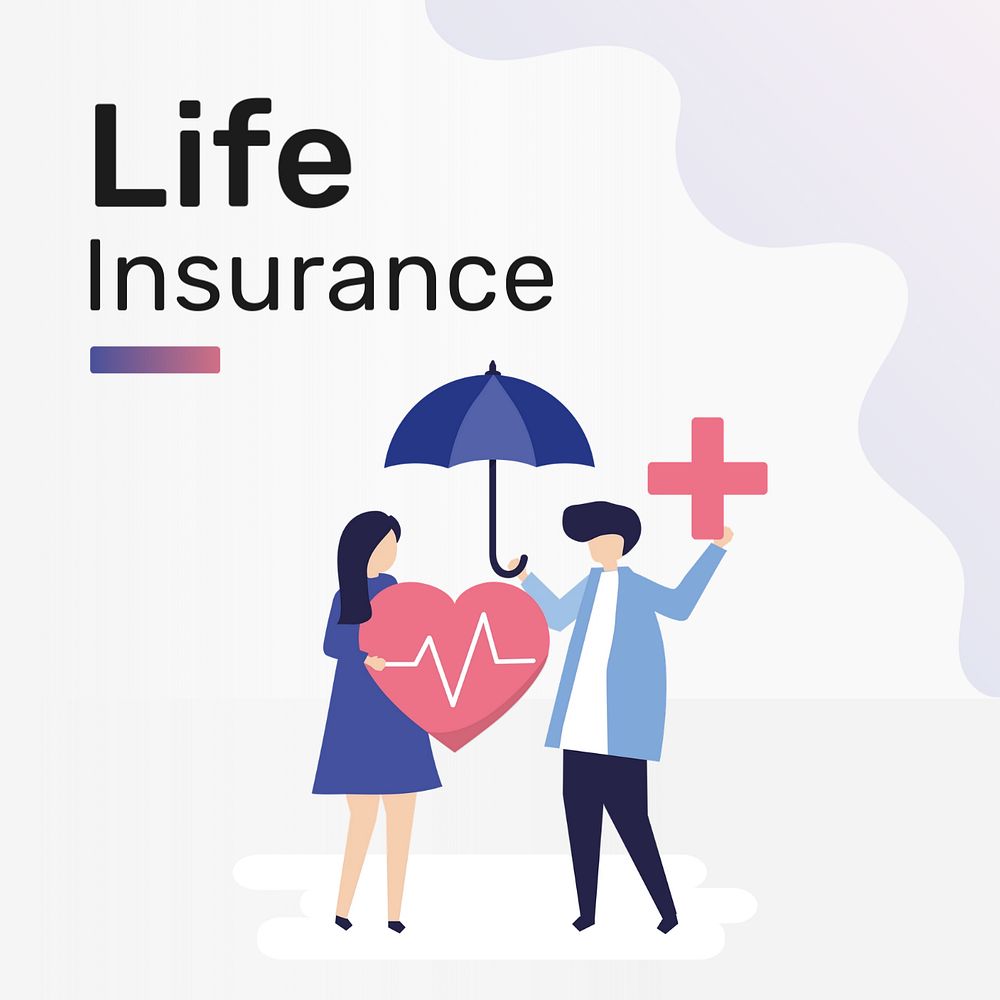 Life insurance Instagram post template, editable flat graphic ad