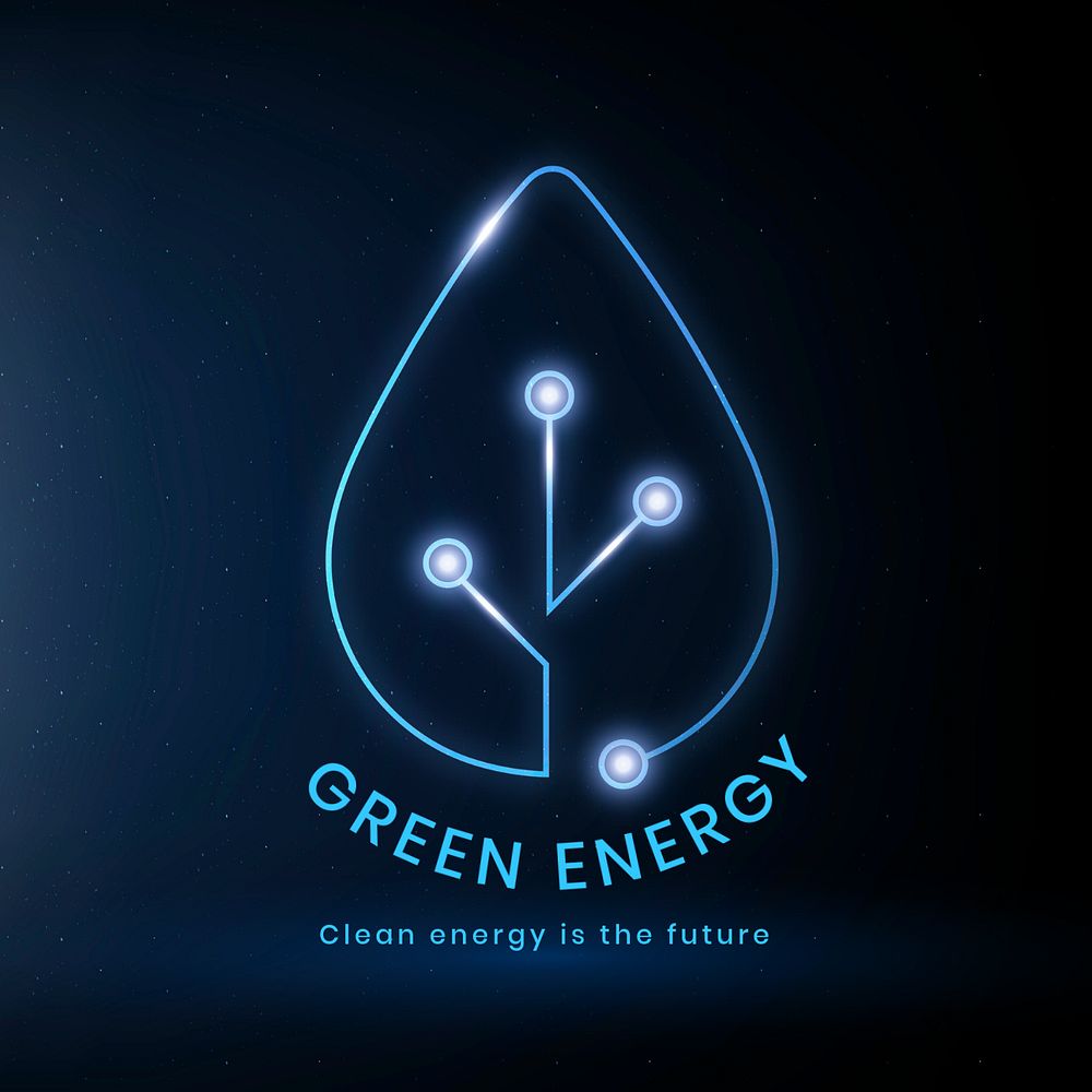 Green energy Instagram post template, editable environment logo design