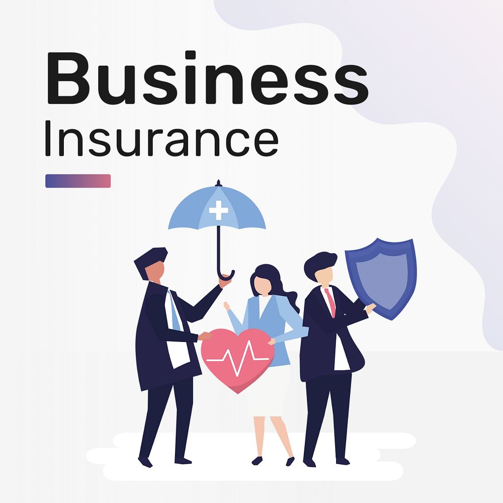 Business insurance Instagram post template, editable flat graphic ad