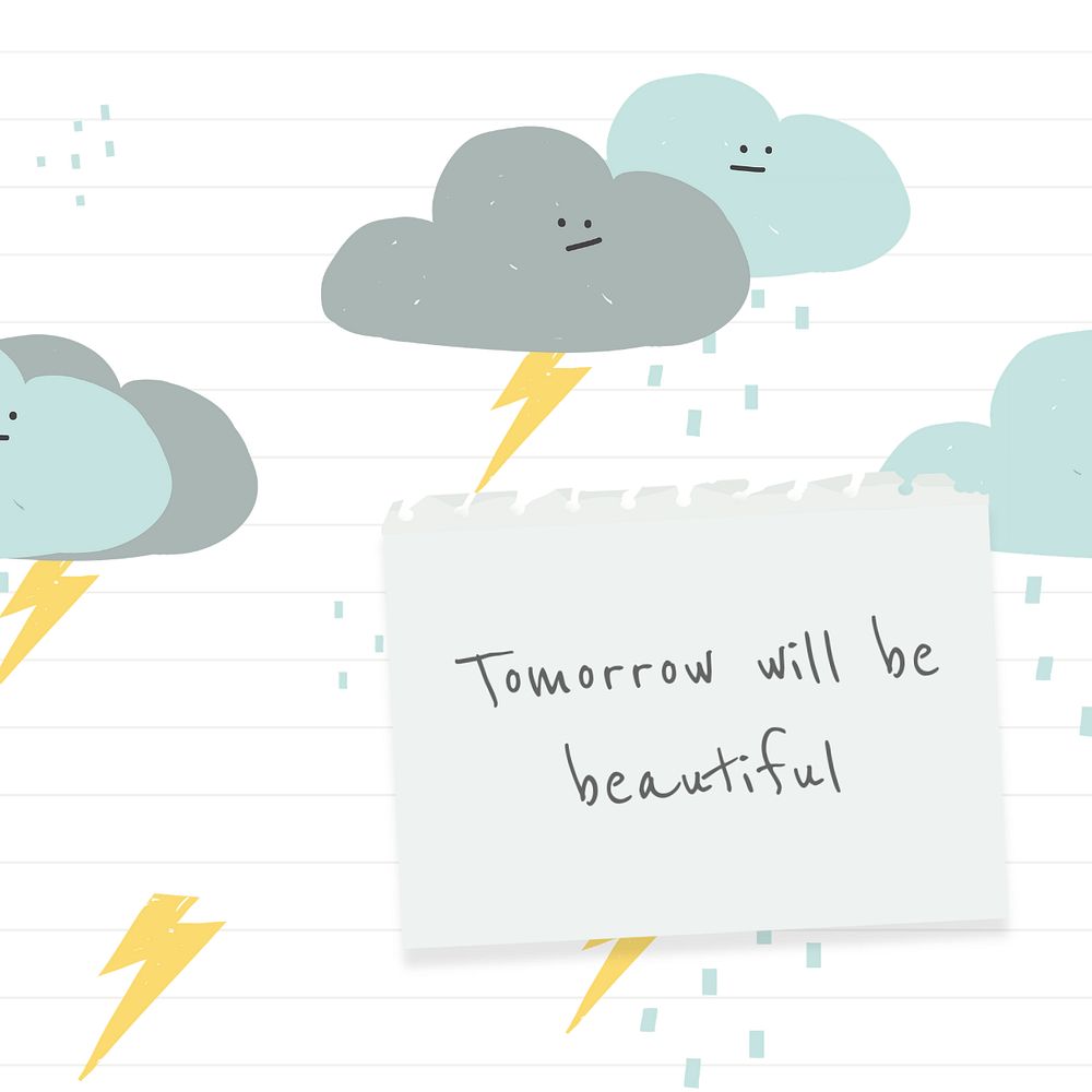 Thunder doodle Instagram post template, editable quote design