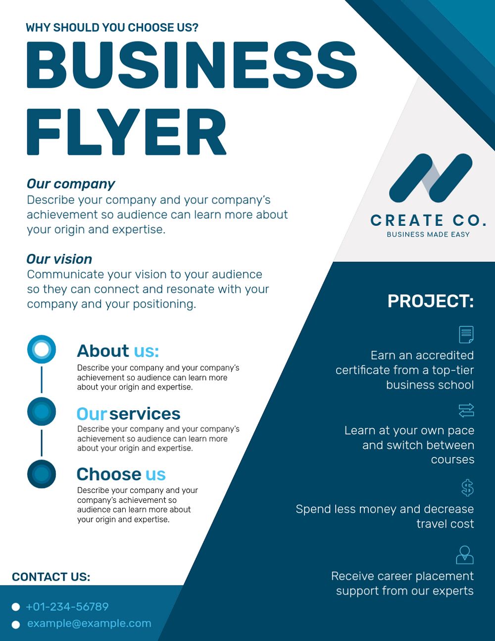 Blue modern business flyer template, editable design