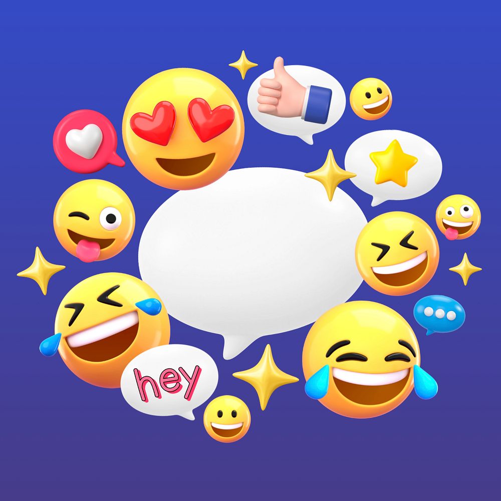 Flirting emoticons frame background, cute 3D, editable design