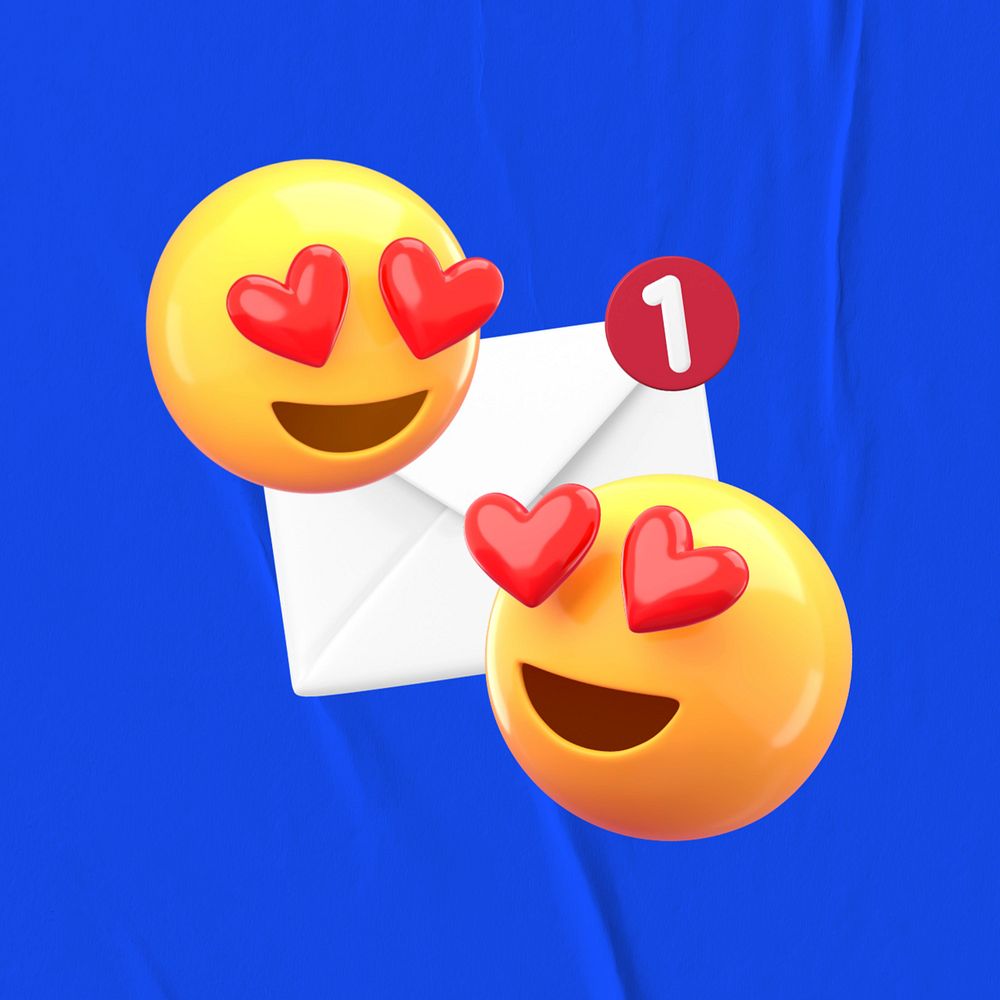 3D love message, notification illustration