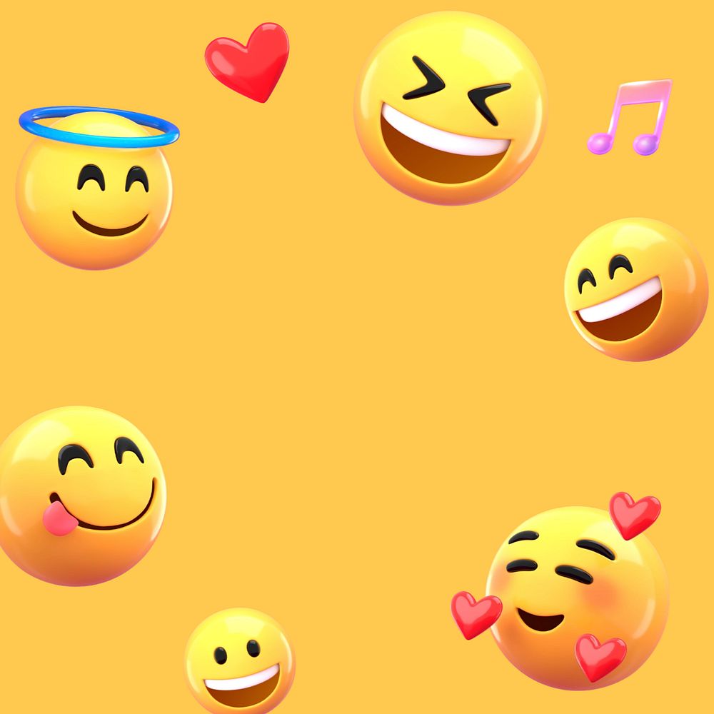 3D emoticons background, yellow, editable design