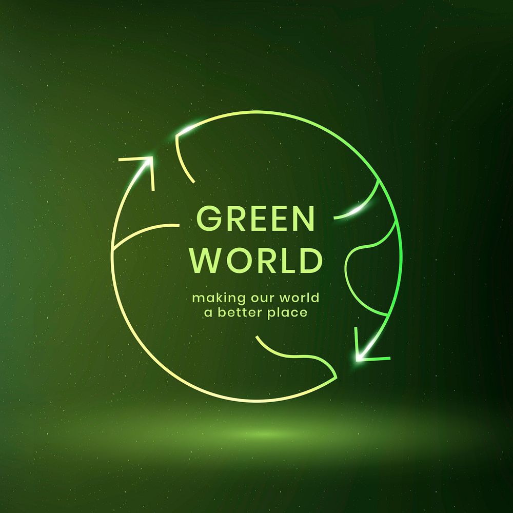 Green world Instagram post template, editable environment logo design