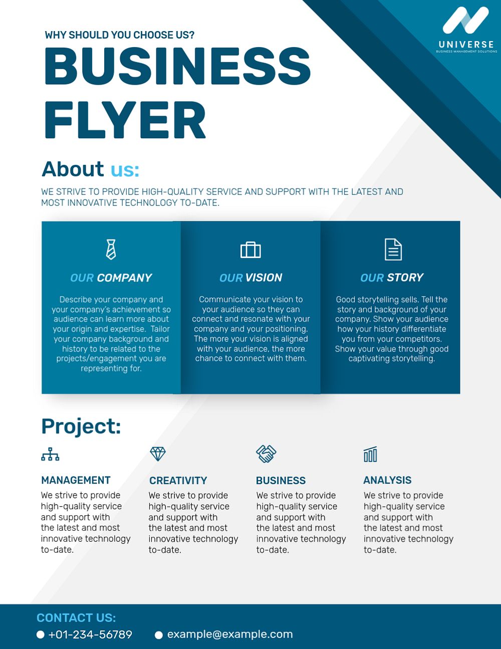 Blue modern business flyer template, editable design