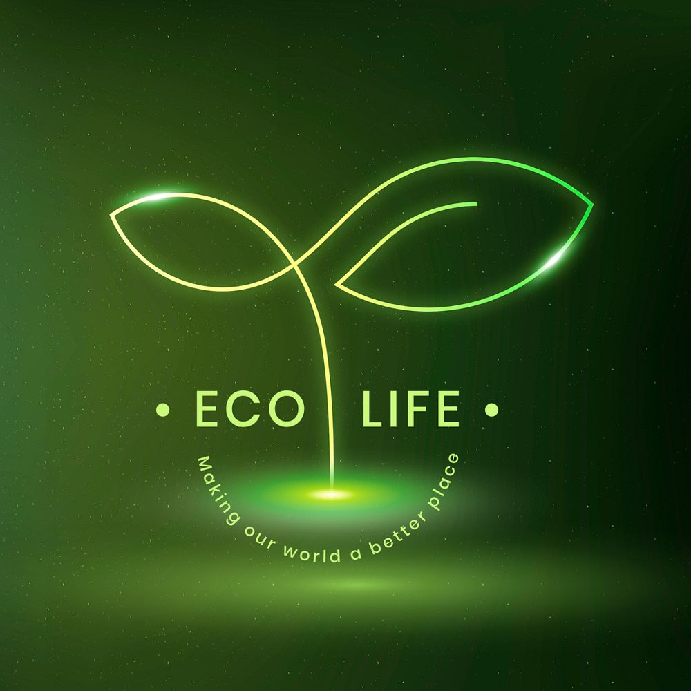 Eco life Instagram post template, editable environment logo design