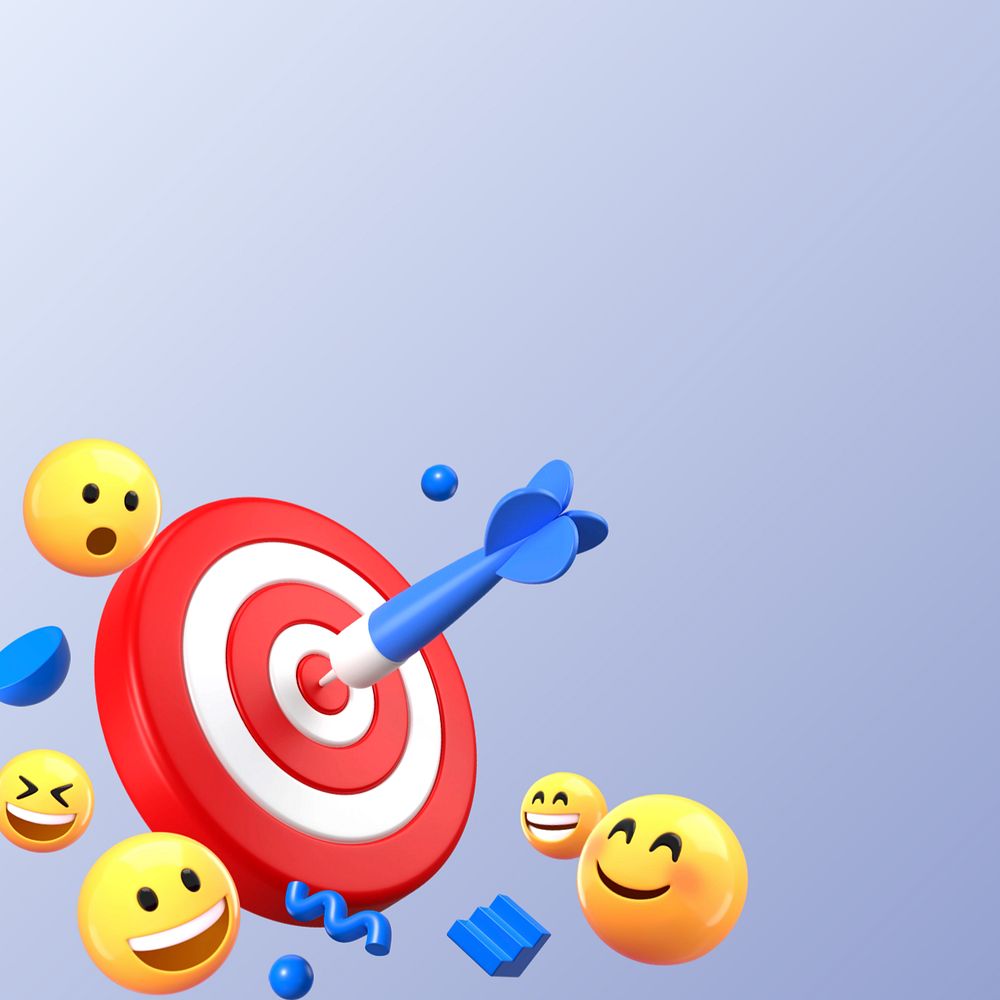 Dart hitting target background, 3D emoticons graphic, editable design