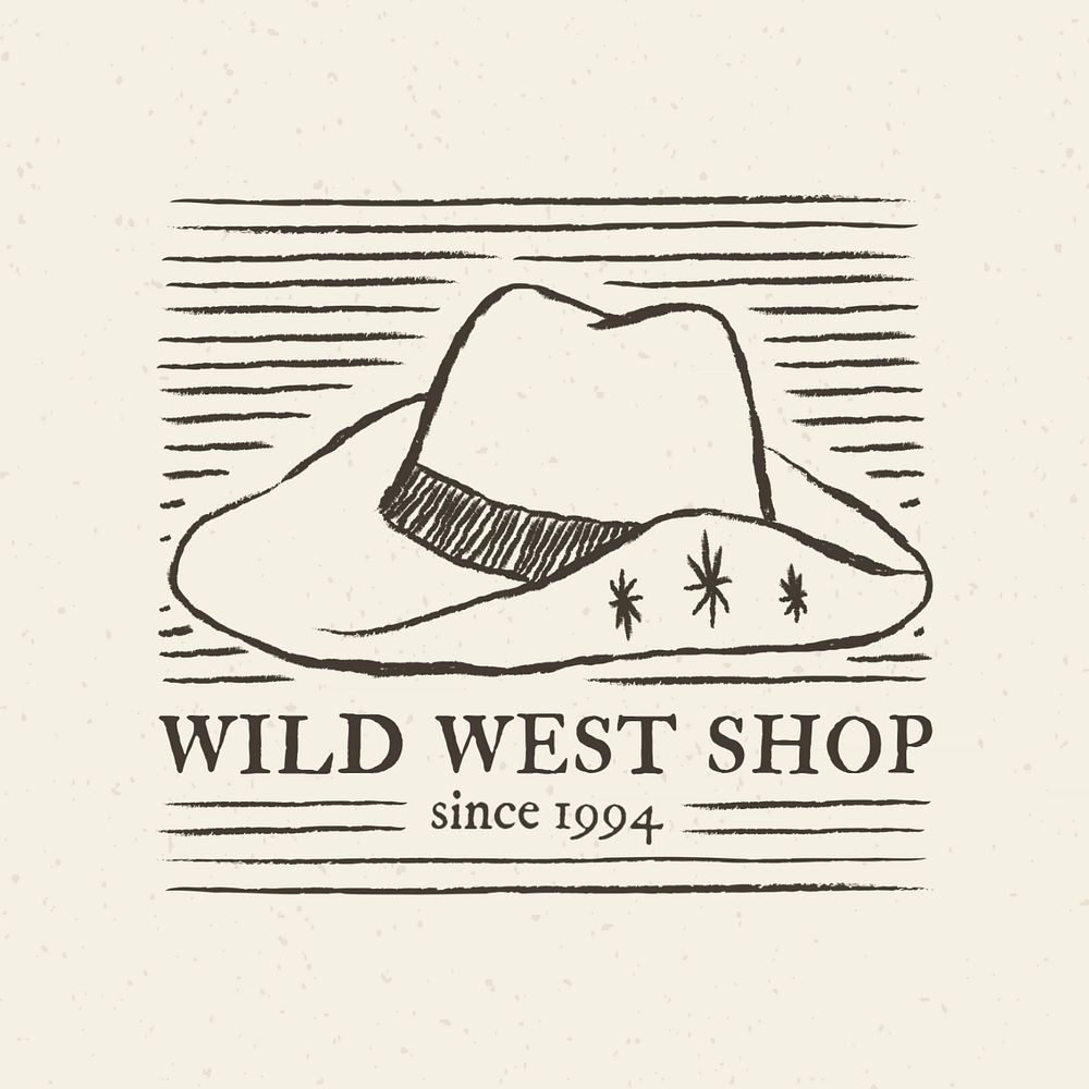 Wild west shop logo template, editable design 