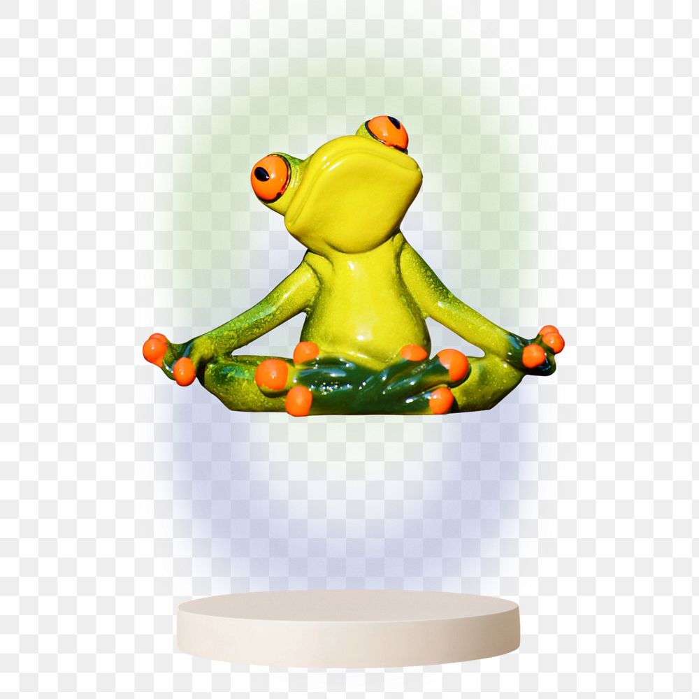 Meditating frog, yoga pose collage element