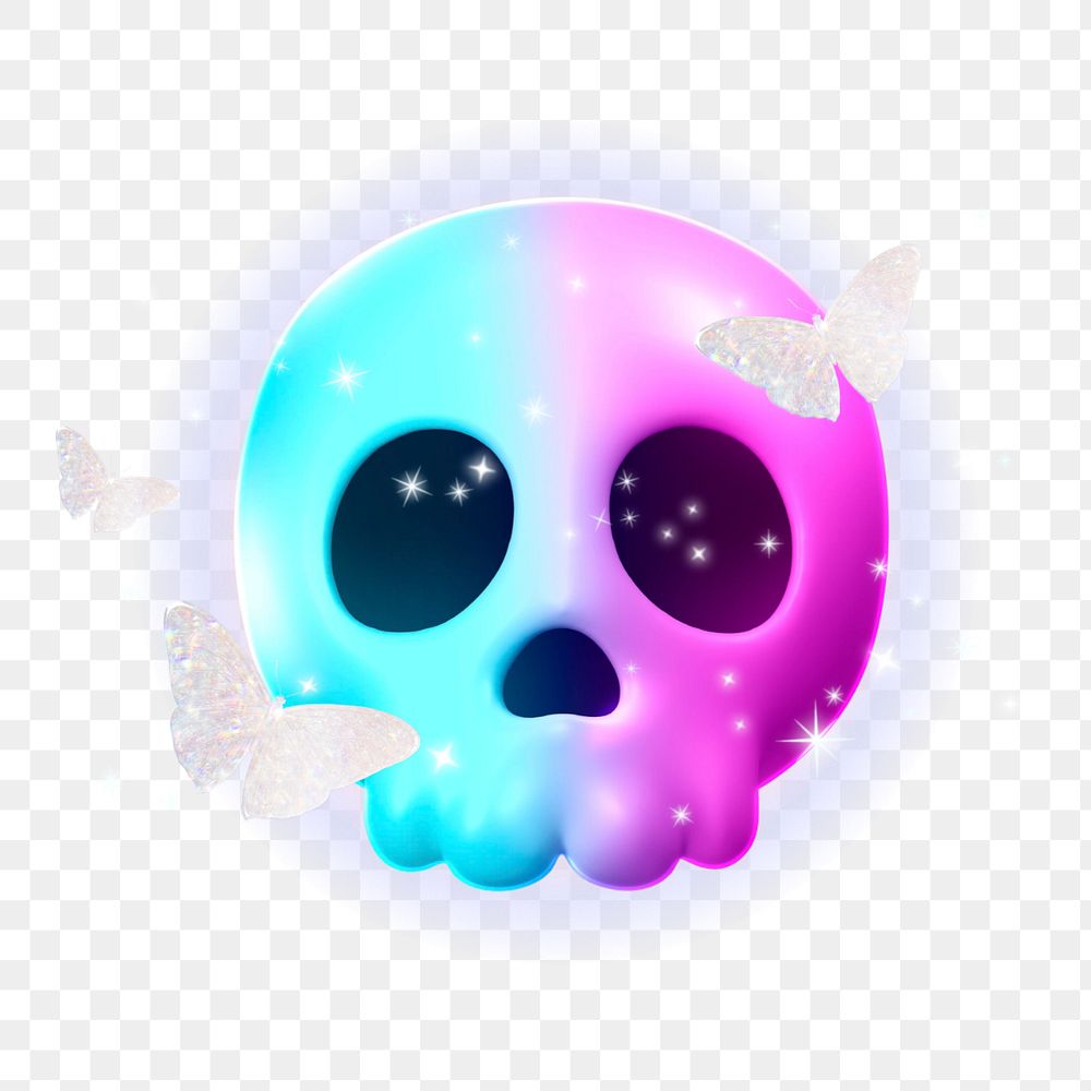 Colorful skull collage element, aesthetic design