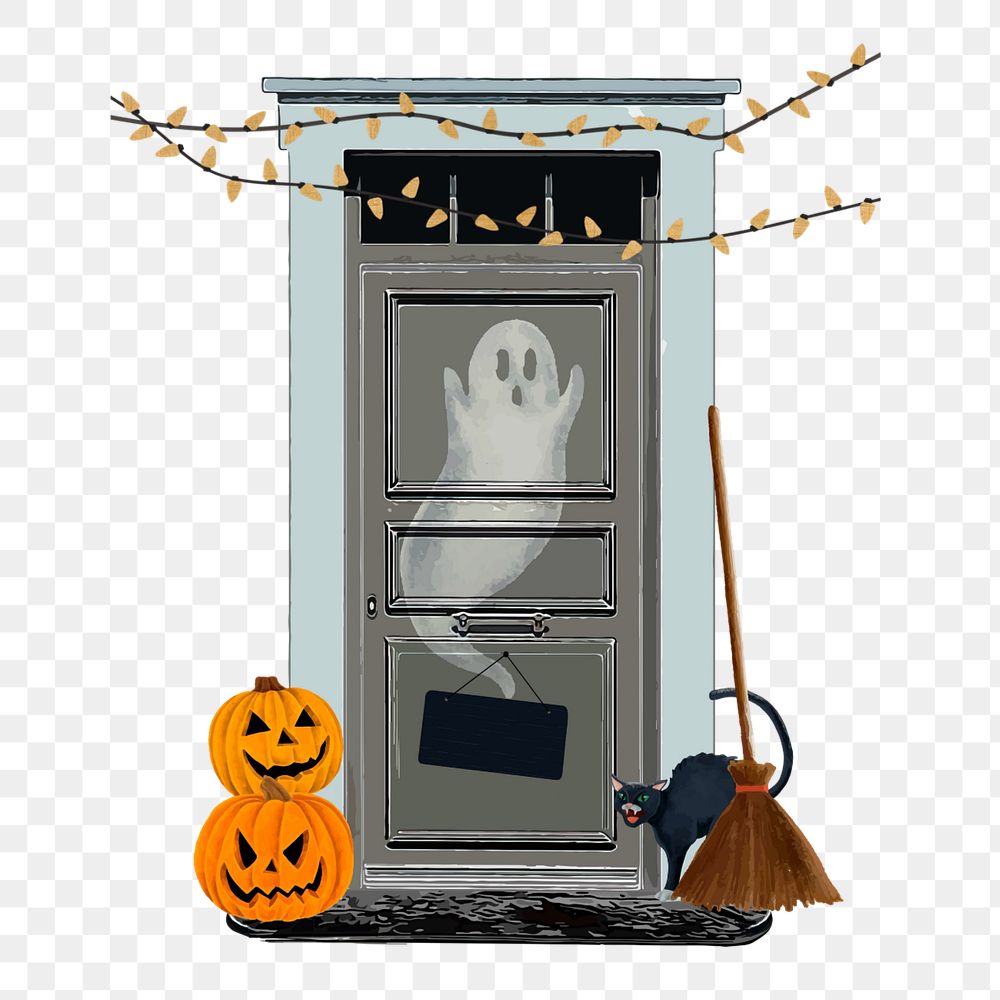 Halloween door collage element, spooky design