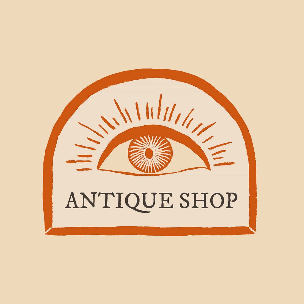 Retro antique shop logo template, editable design 