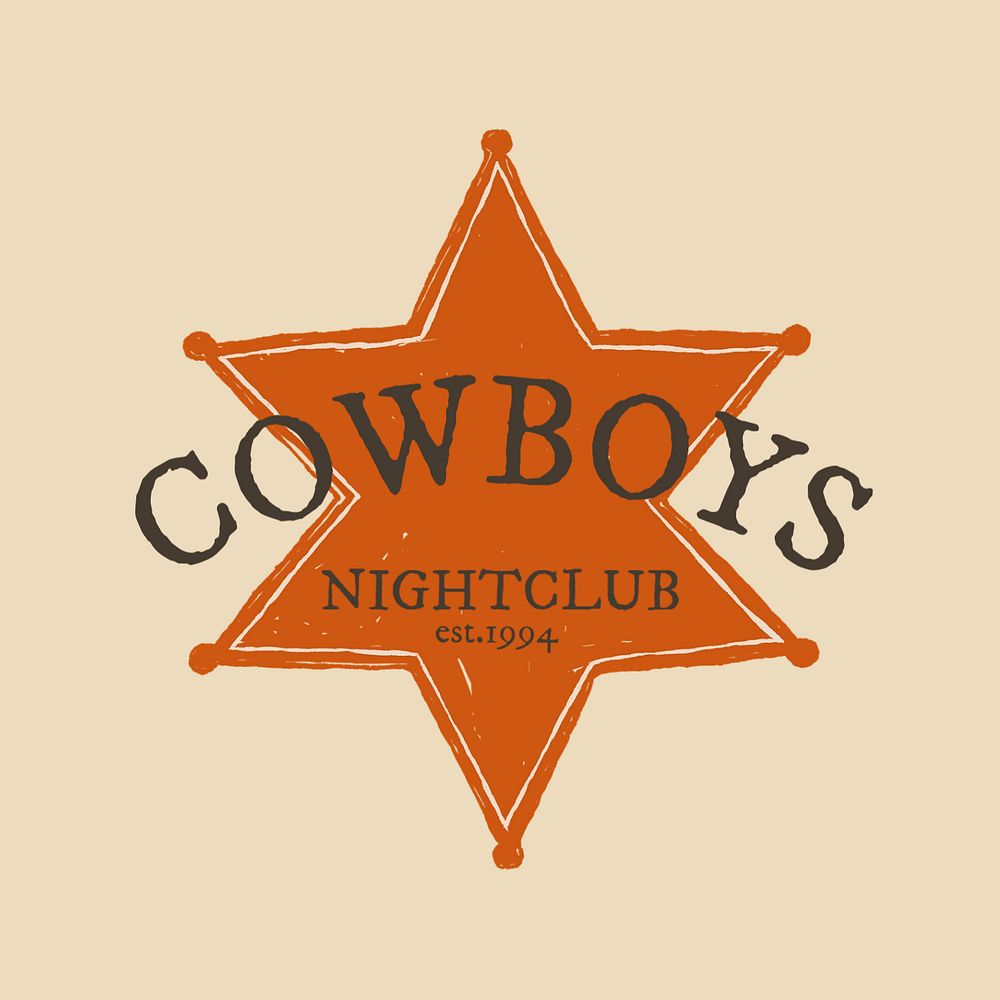 Retro cowboy badge logo template, editable design 