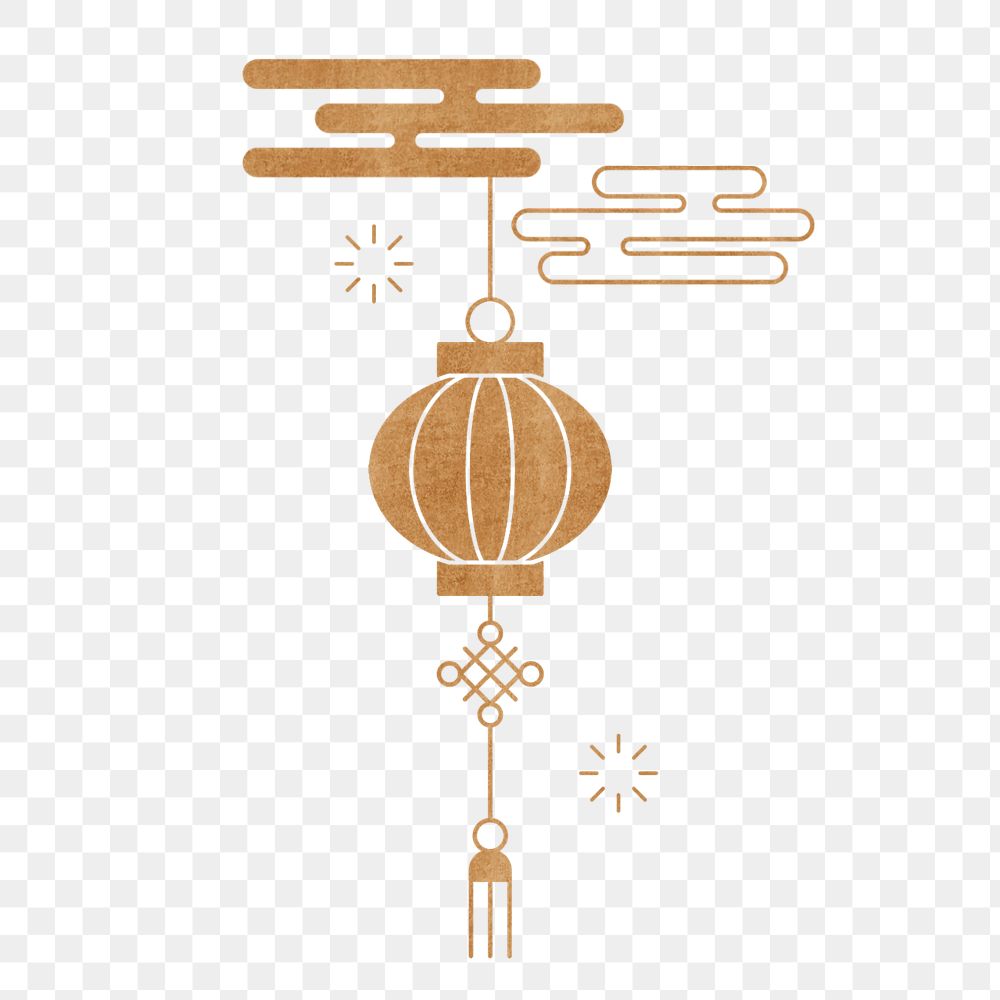 Gold Chinese lantern aesthetic illustration  sticker