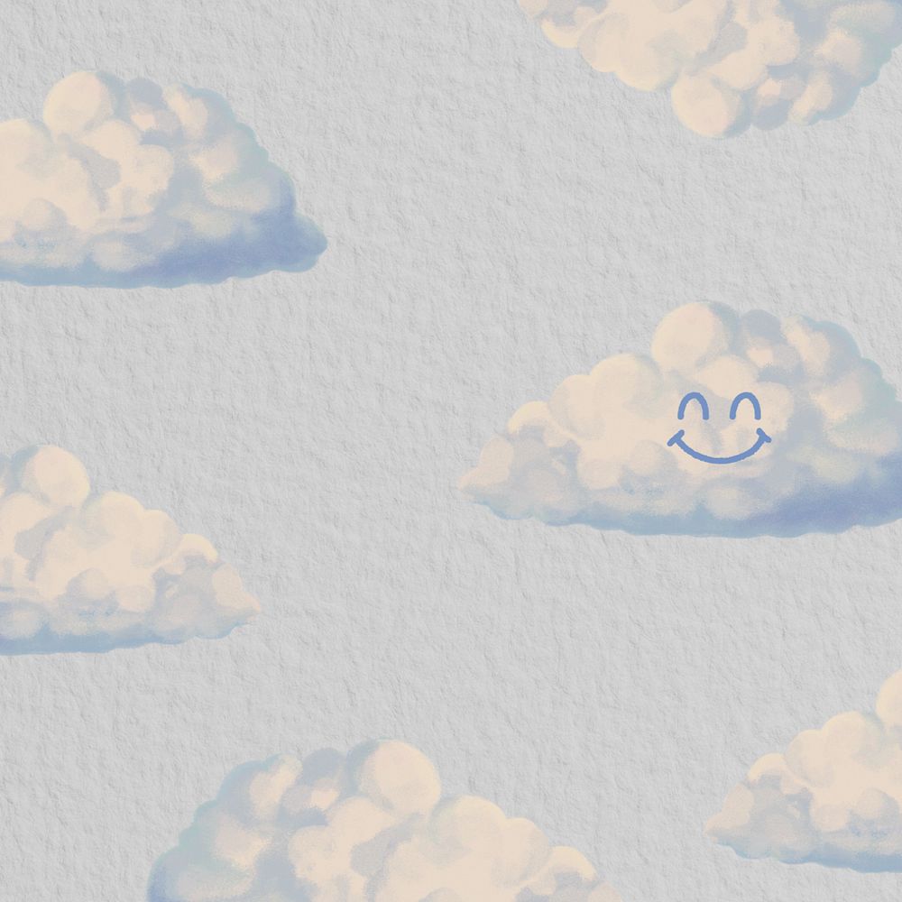 Blue smiling cloud pattern background