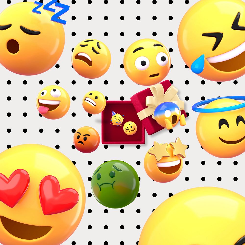 Cute emoticons, 3D rendering editable design