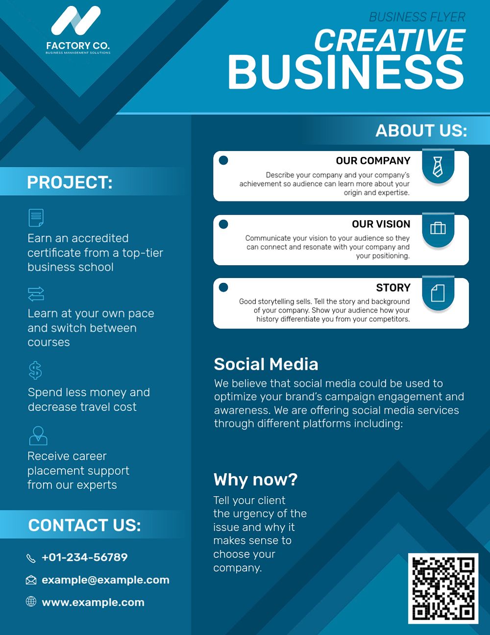 Blue modern business flyer template, editable design