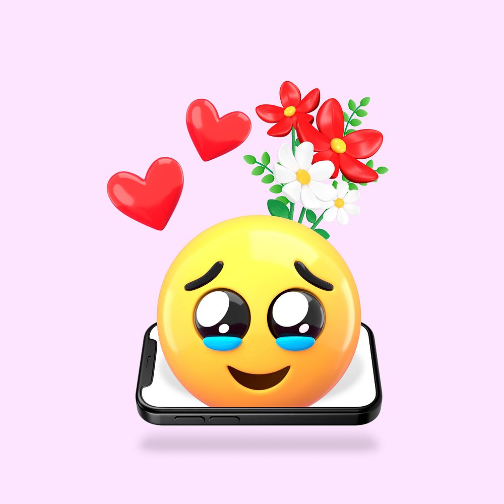 Teary eyes emoticon background, Valentine's Day celebration