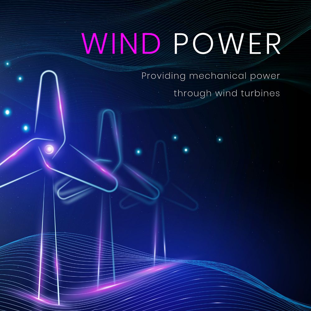 Wind power Instagram post template, editable clean technology