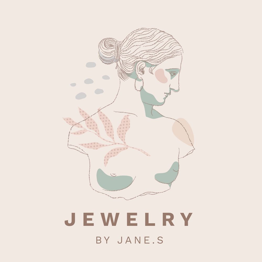 Jewelry logo template, editable feminine design on pastel pink