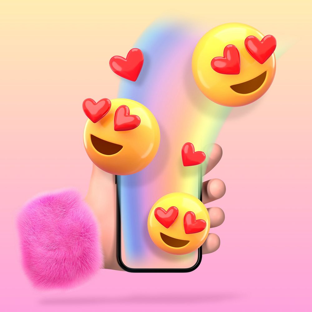 3D emoticon illustration, social media engagement