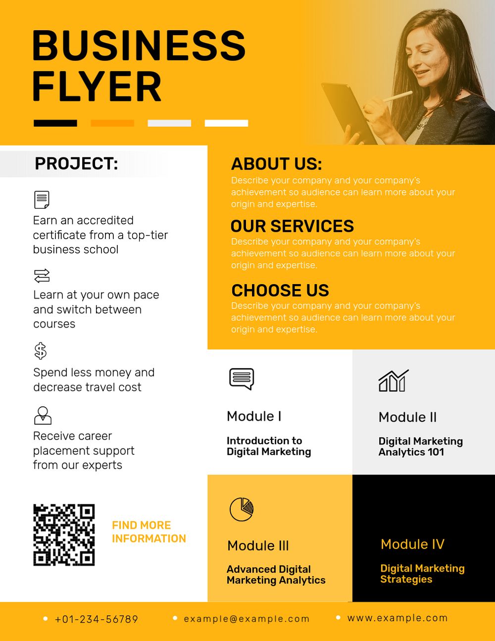 Yellow modern business flyer template, editable design