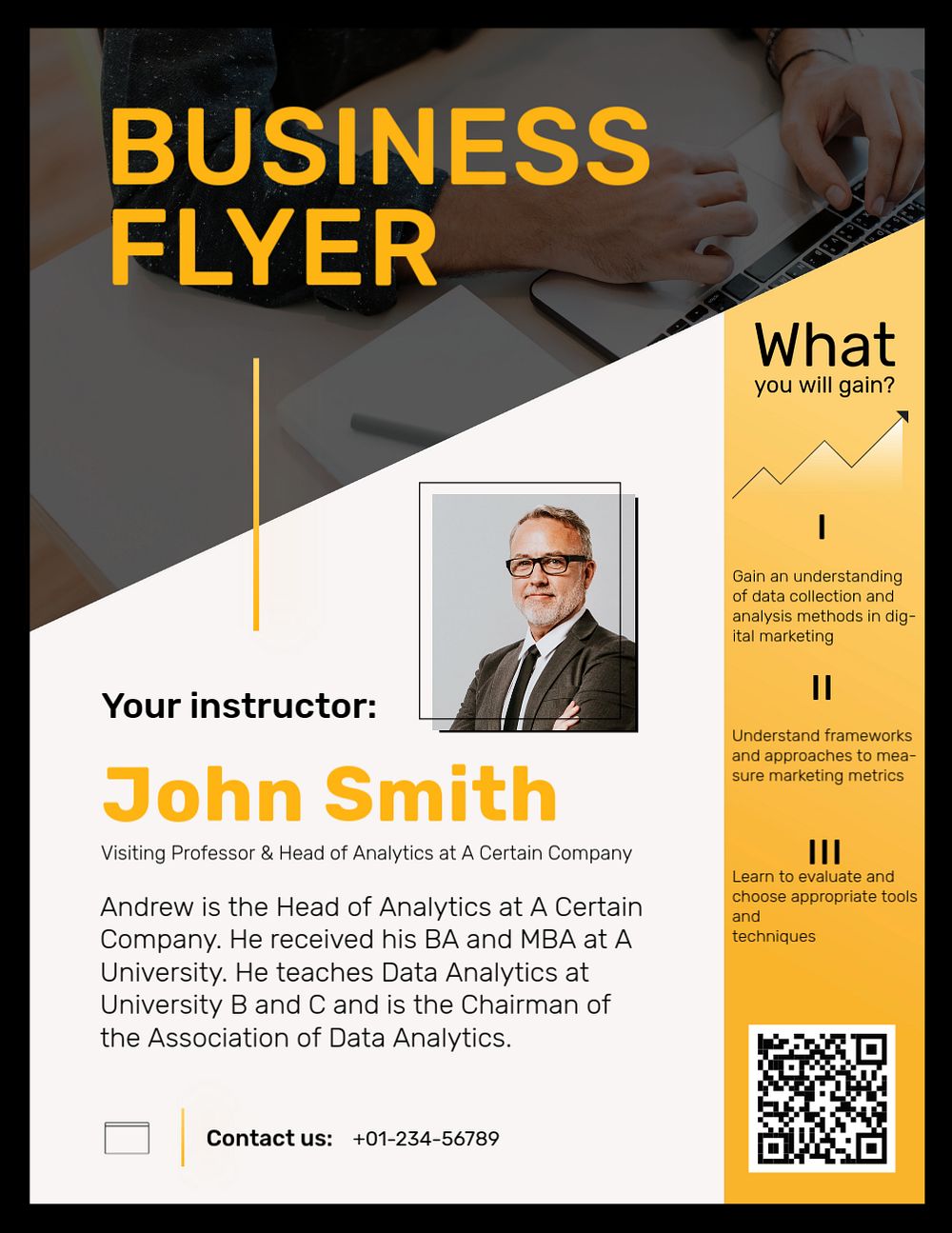 Yellow modern business flyer template, editable design