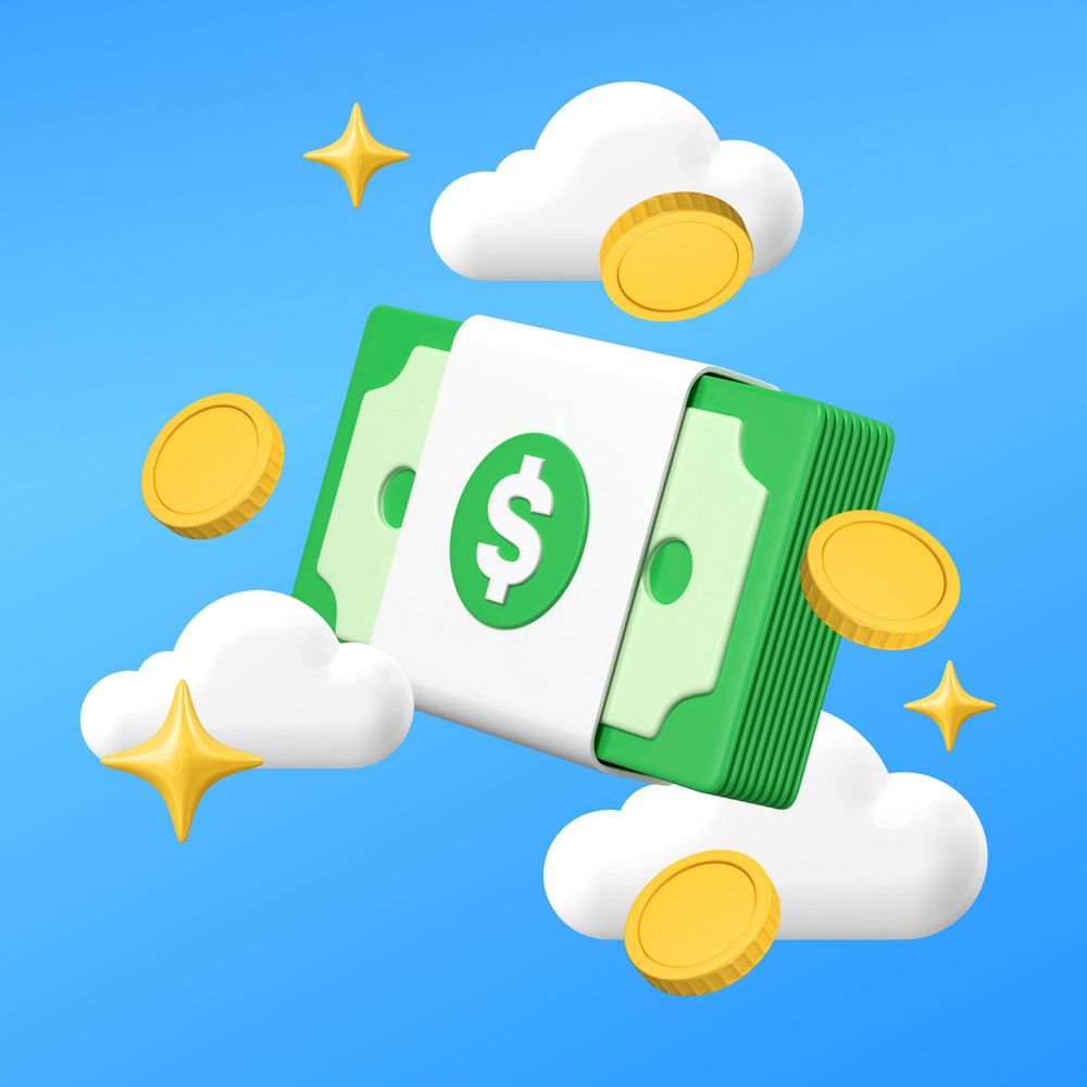 3D money, cute finance concept editable design