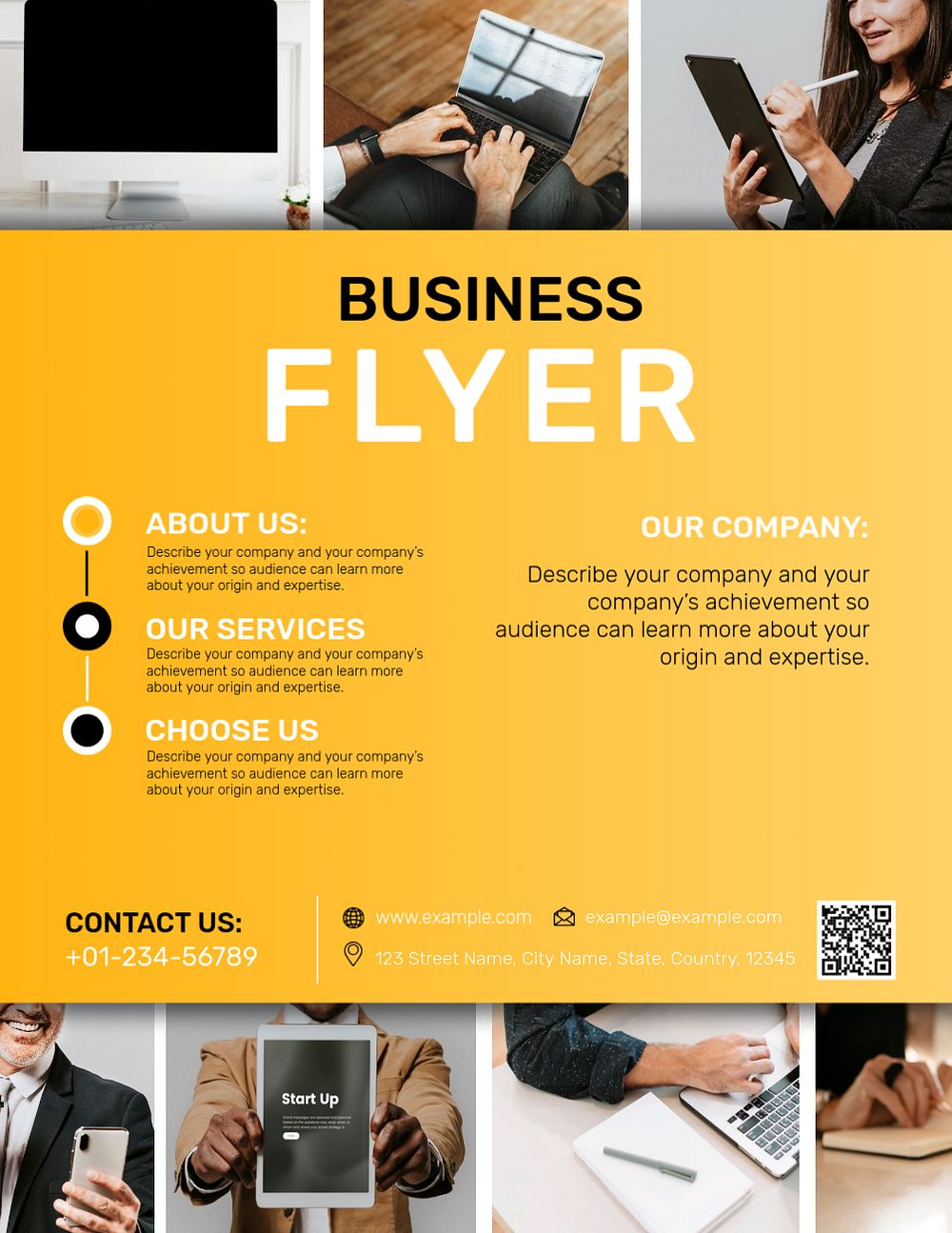 Yellow modern business flyer template, editable design