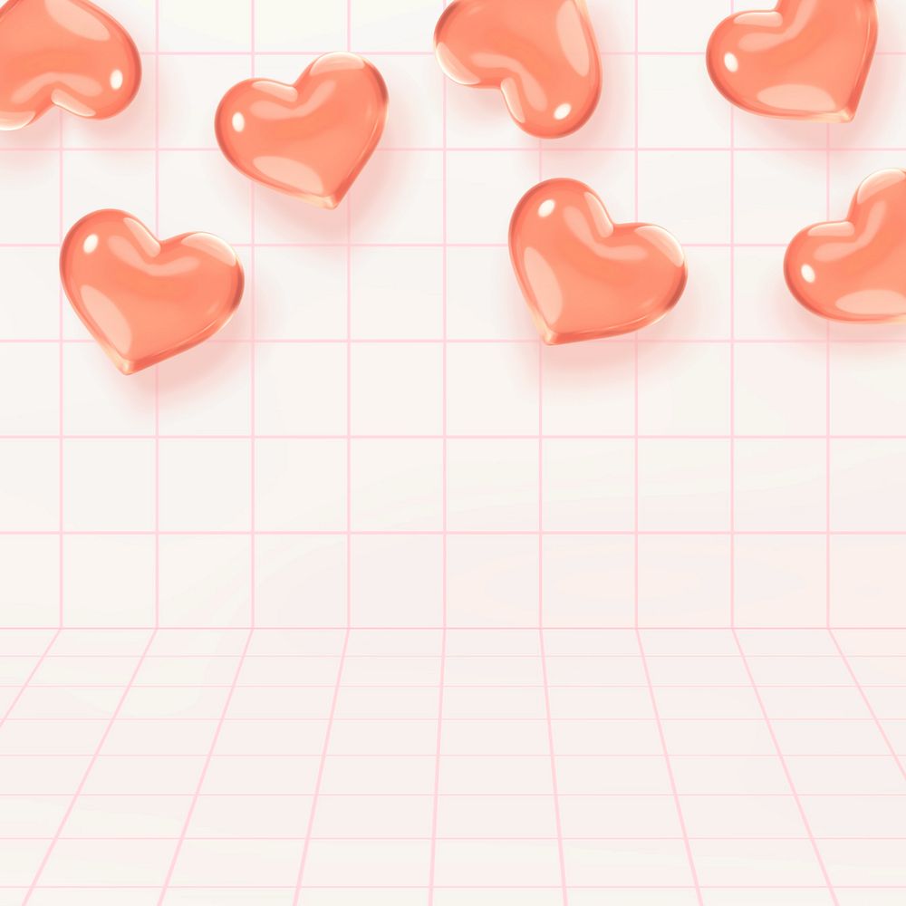 3D Valentine's Day background, pink heart graphics