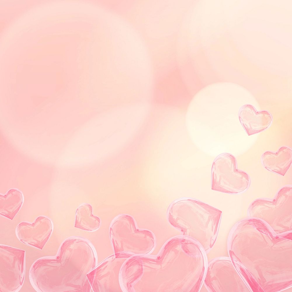 3D Valentine's Day background, pink heart graphics