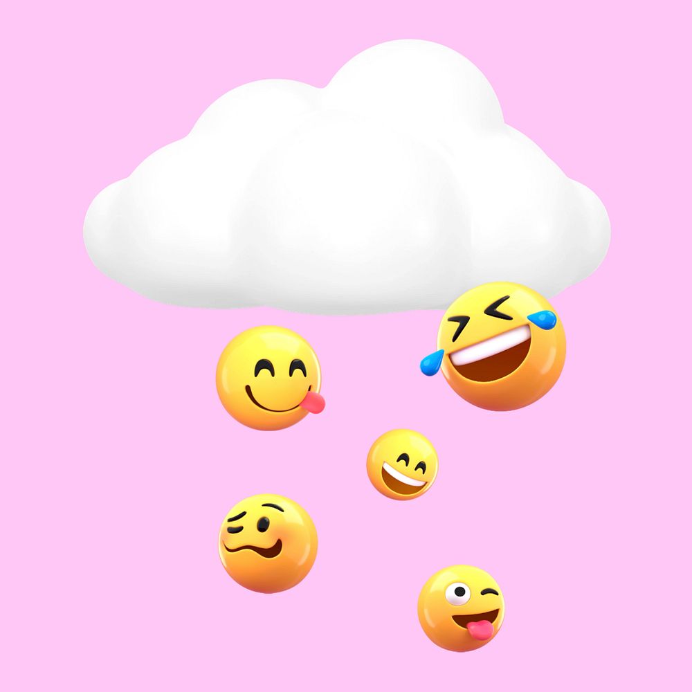 Emoticons cloud, 3D rendering, editable design