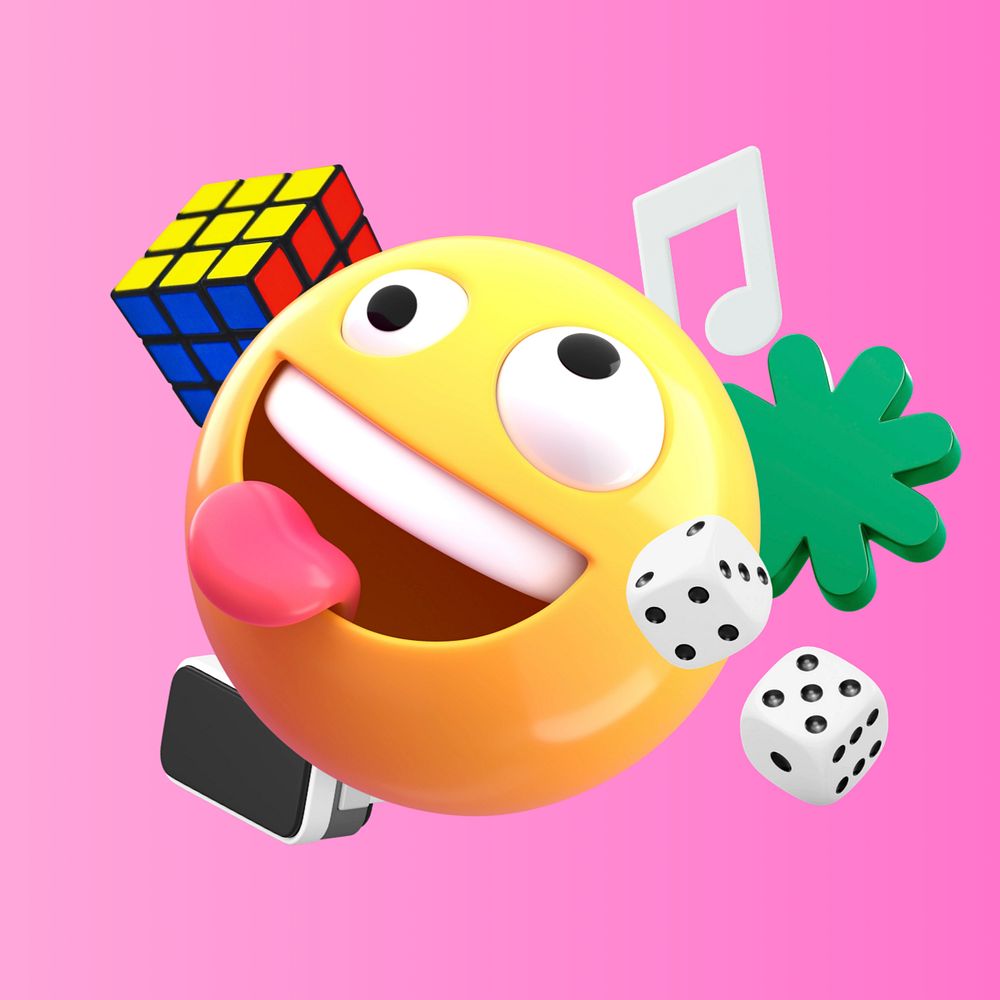 3D emoticon enjoy game, entertainment illustration