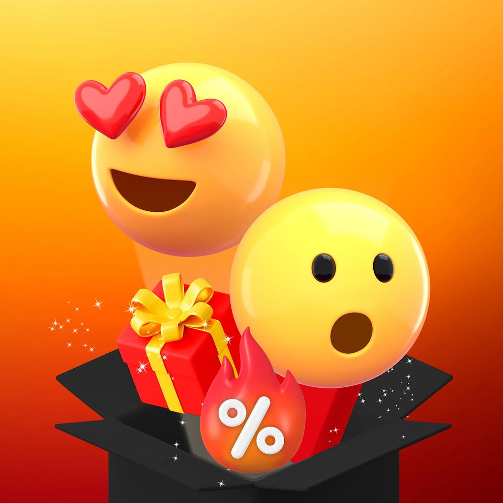 Shopping reward emoticons, orange gradient design