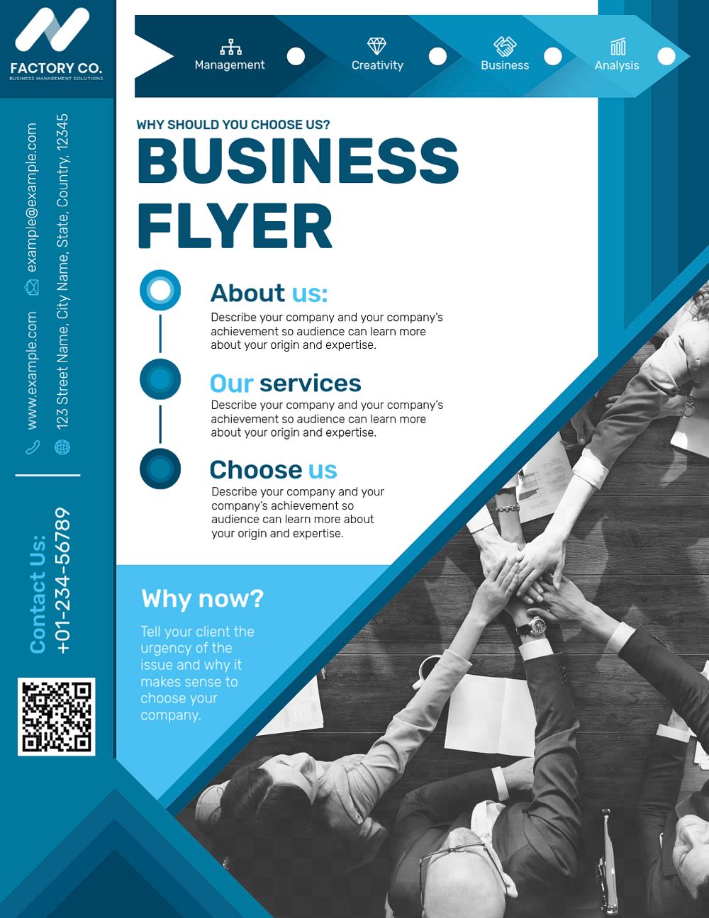 Blue modern business flyer template, editable design