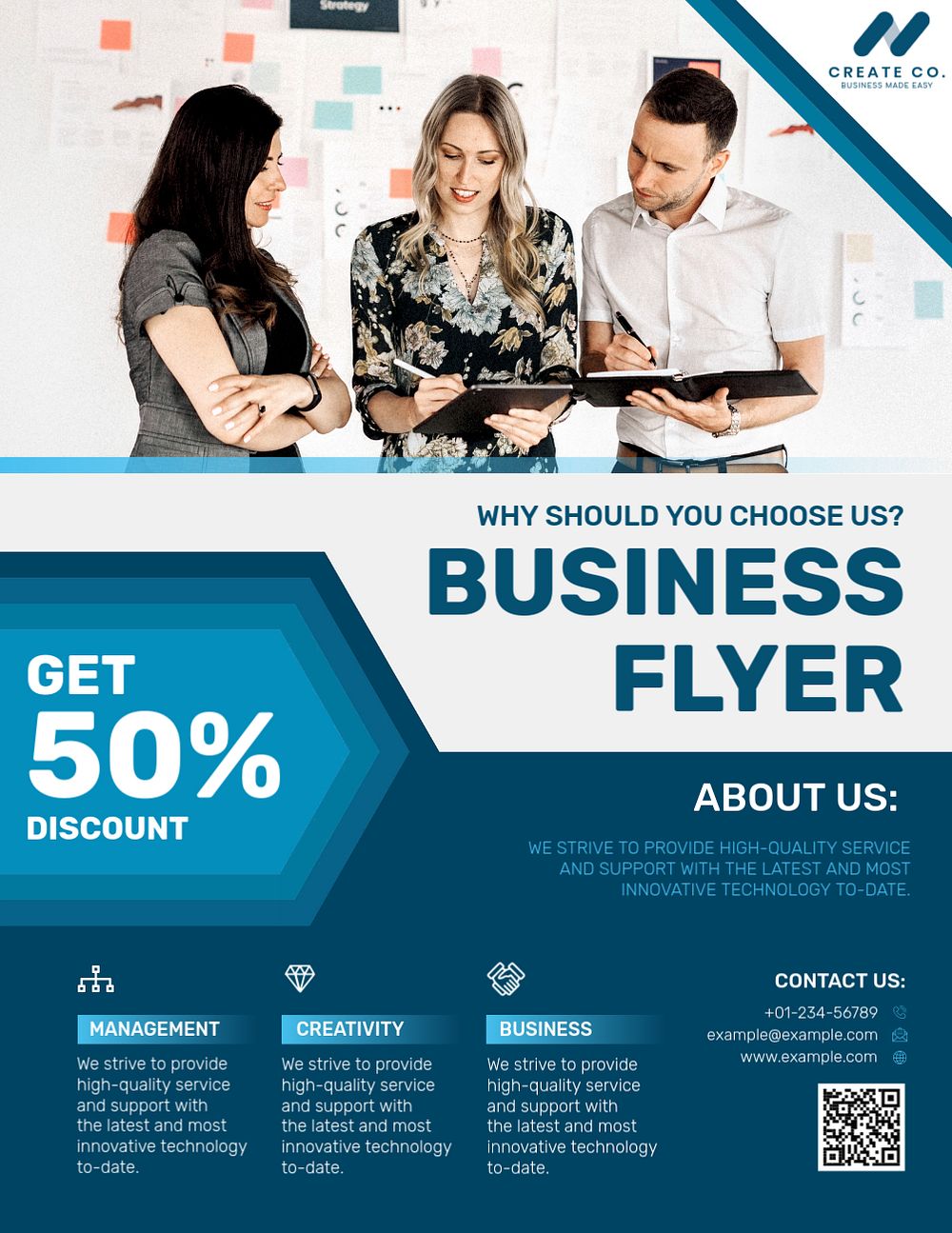 Blue modern business flyer template, editable design