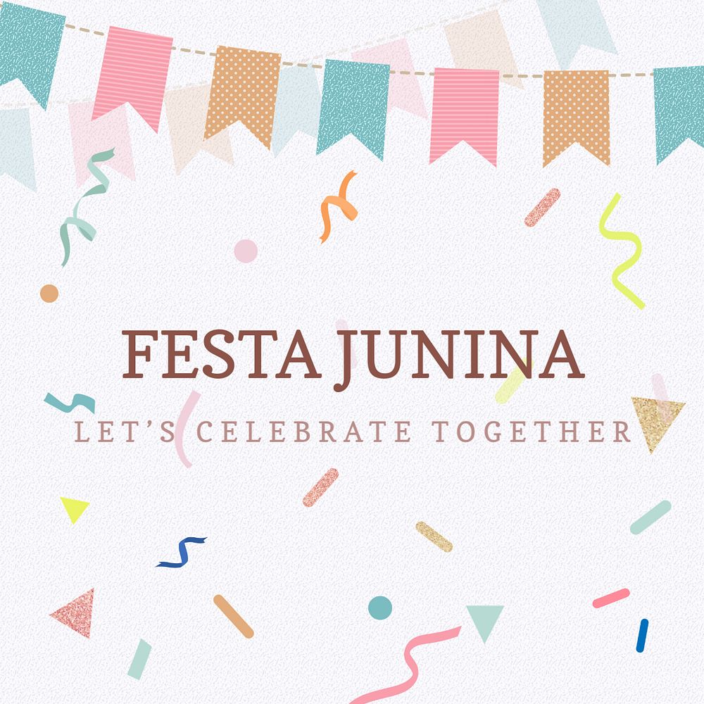 Festive Instagram post template, editable celebration and colorful bunting